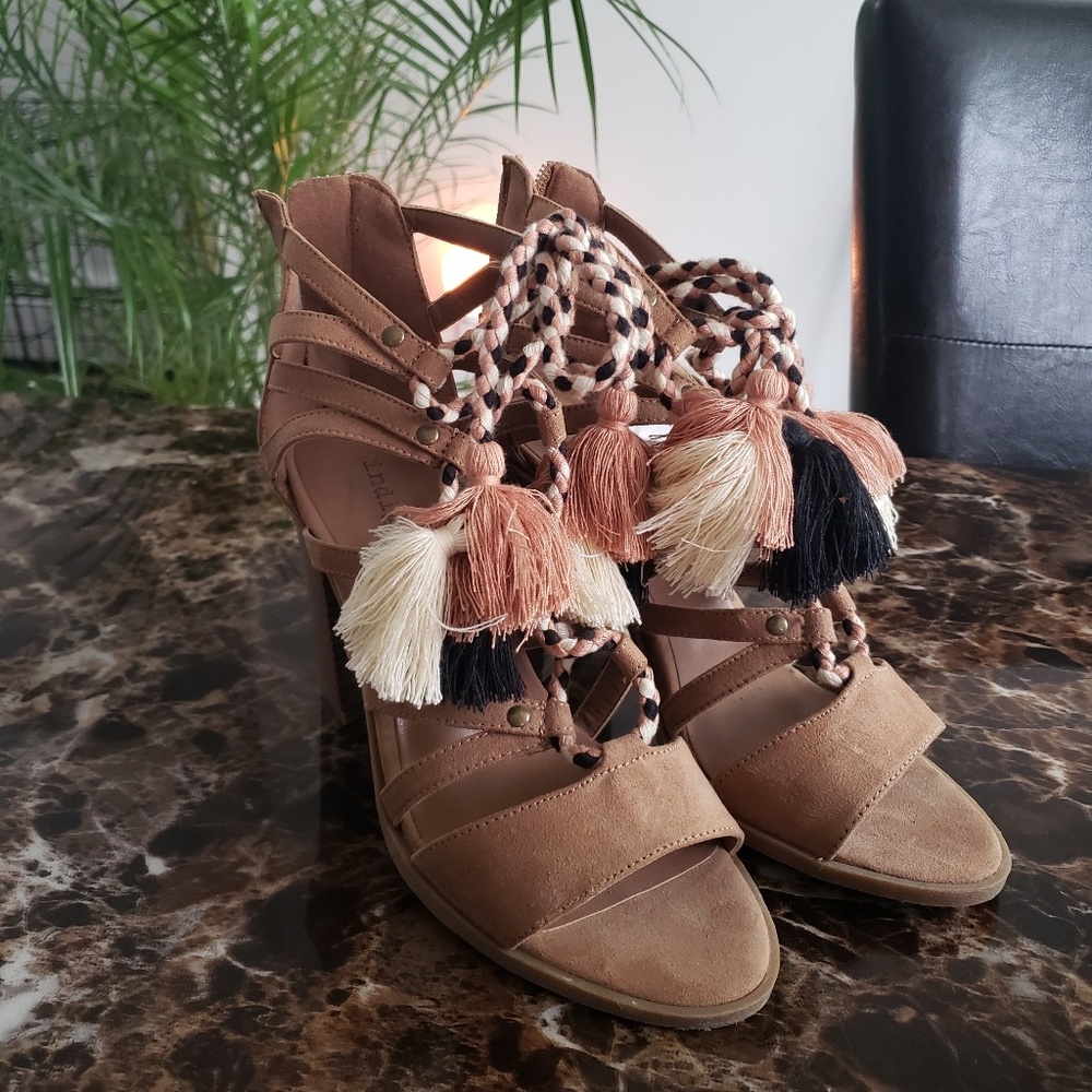 ANTHROPOLOGIE SUEDE TASSEL SANDALS